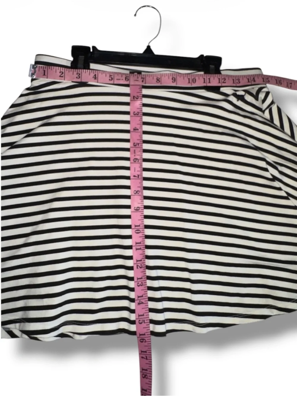 PINK Victoria's Secret Striped Skater Skirt Large Black White Flirty Mini A-Line
